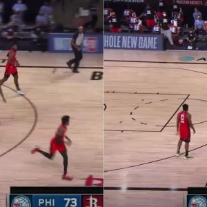 James Harden throws ball at Joel Embiid