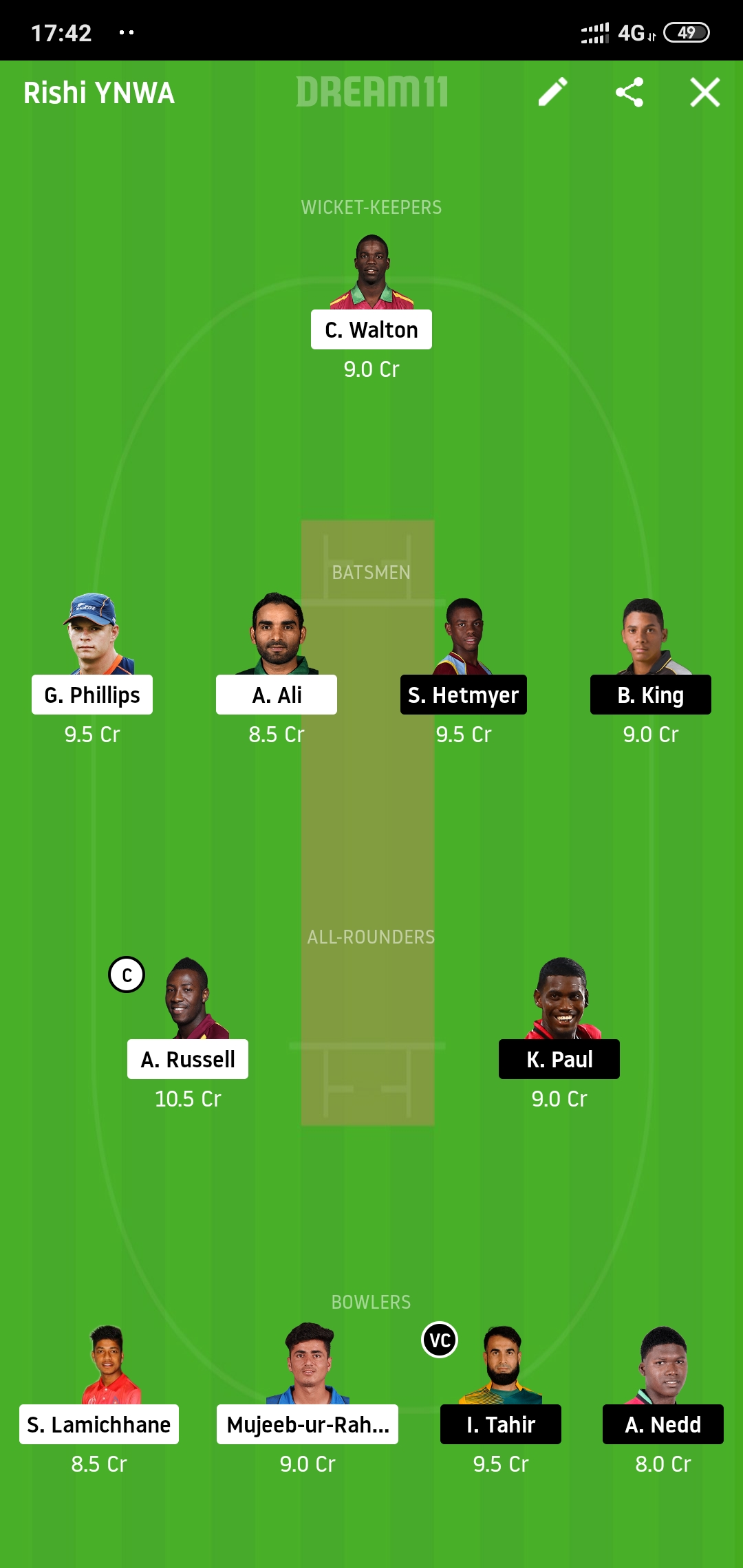 JAM vs GUY Dream11