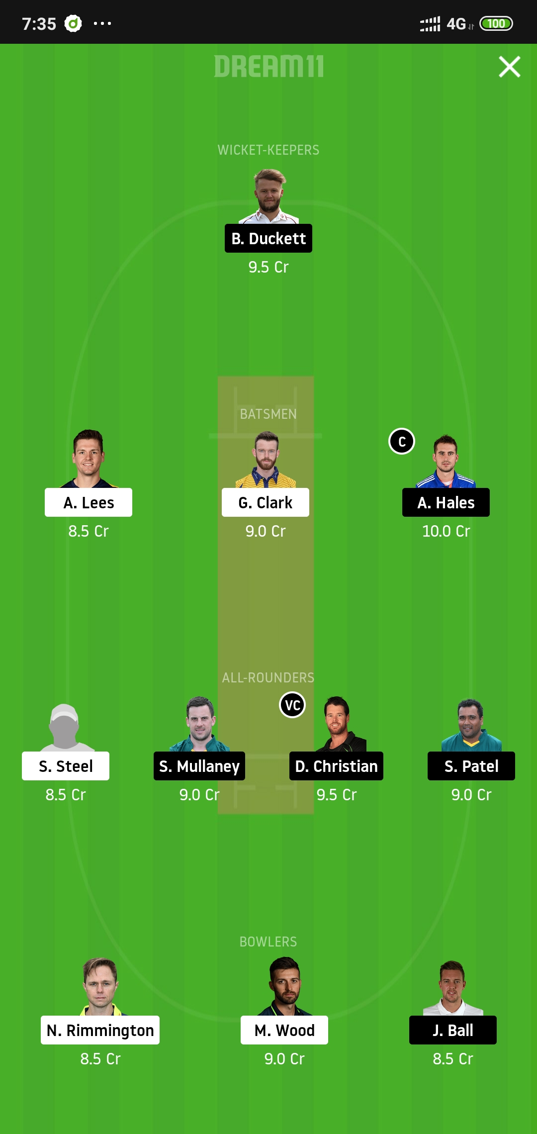 DUR vs NOT Dream11
