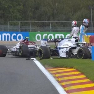 George Russell-Antonio Giovinazzi Crash: Watch two F1 drivers crashing and leaving massive debris on track