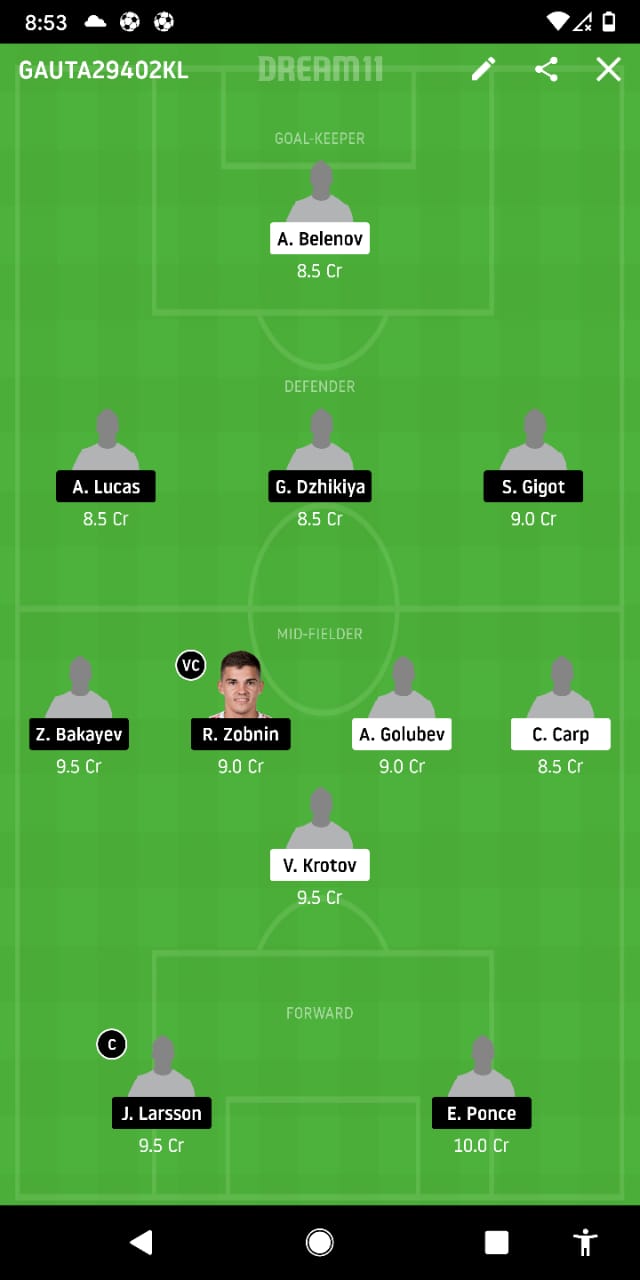 UFA Vs SPK Dream11