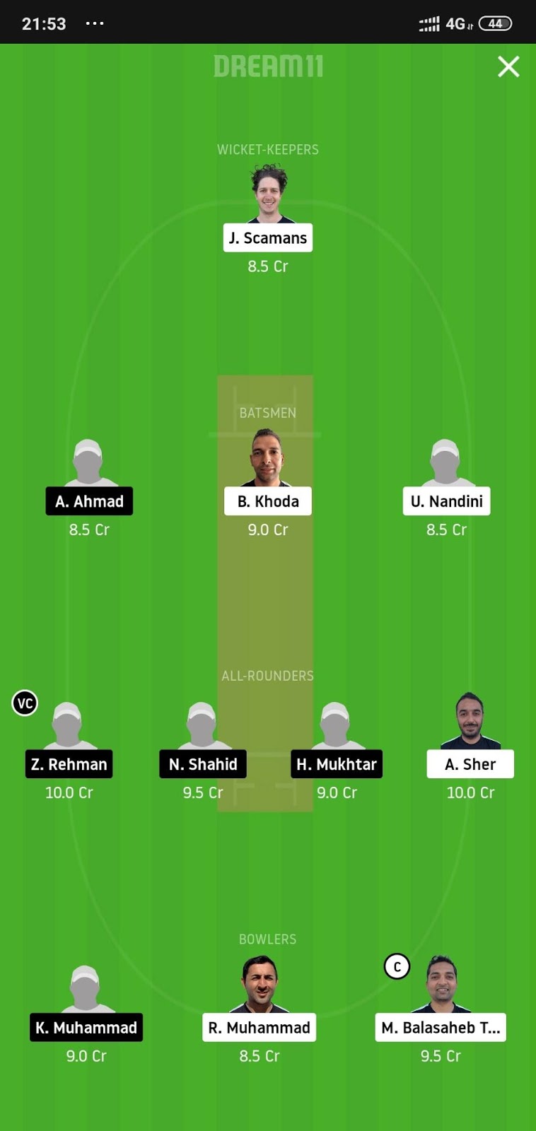 EB vs GHM Dream11