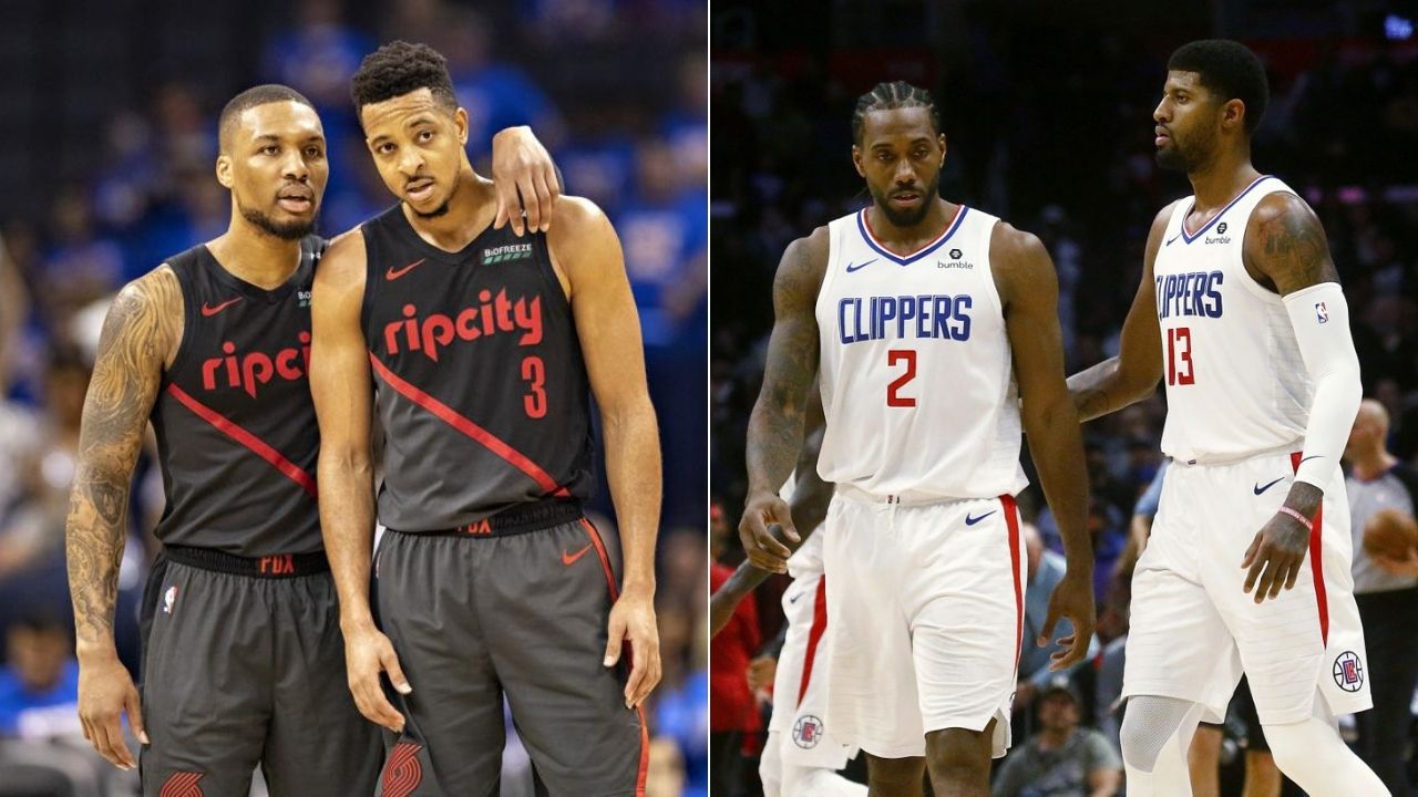 CJ McCollum and Damian Lillard mock Paul George and Clippers