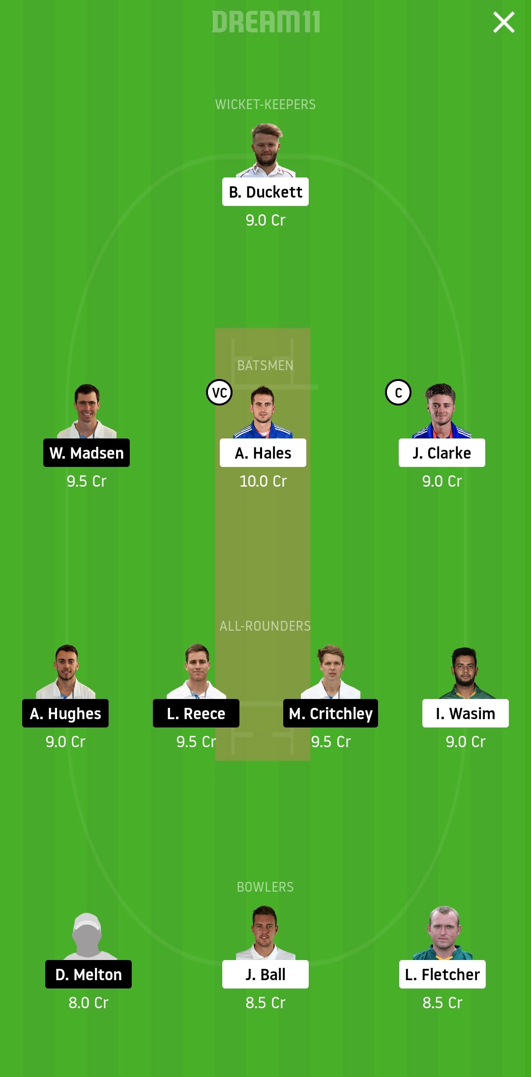 NOT vs DER Dream11
