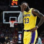 LeBron James banging his head after Lakers loss vs Nuggets