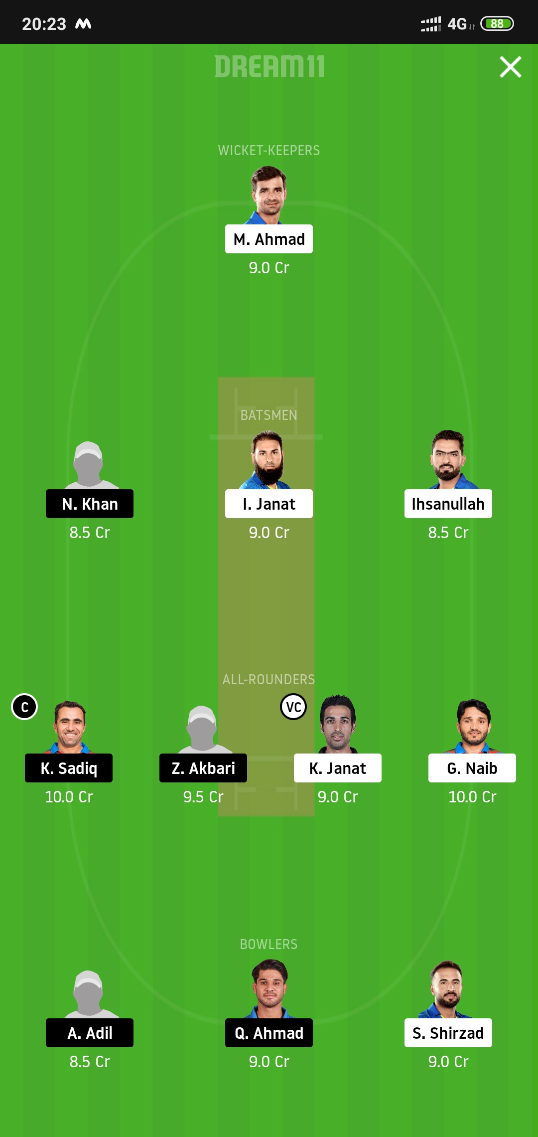 BOD vs ST Dream11