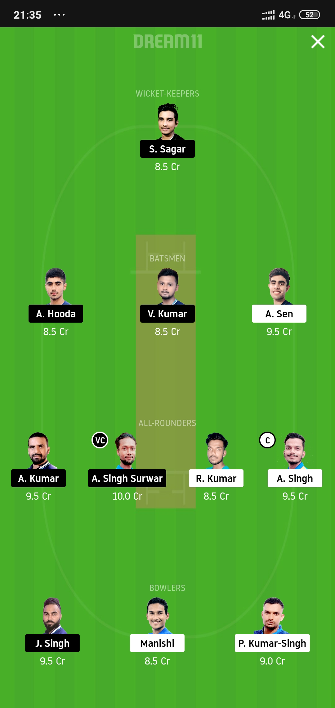 RAN vs JAM Dream11