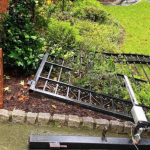 The Rock rips his front gate off in order to make it to the set of his current movie