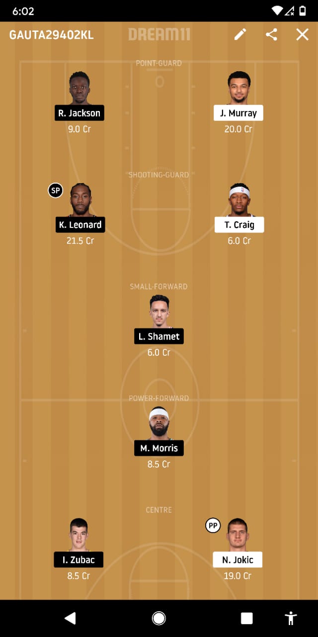 DEN Vs LAC Dream11