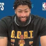 "All I heard was roof roof" Anthony Davis jokes after a reporters' dog barks during the conference
