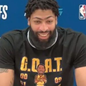 "All I heard was roof roof" Anthony Davis jokes after a reporters' dog barks during the conference