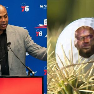 'Championship Chuck': Charles Barkley smashes golf balls with Shaquille O' Neal's face on them in 'The Match 3' win