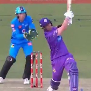 Ben McDermott: Watch Hurricanes batsman's massive six off Matt Renshaw hits Aurora Stadium's roof