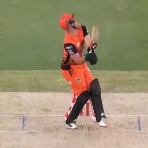 Livingstone cricketer: Perth Scorchers' Liam Livingstone yells after getting hit in the abdomen in BBL 10