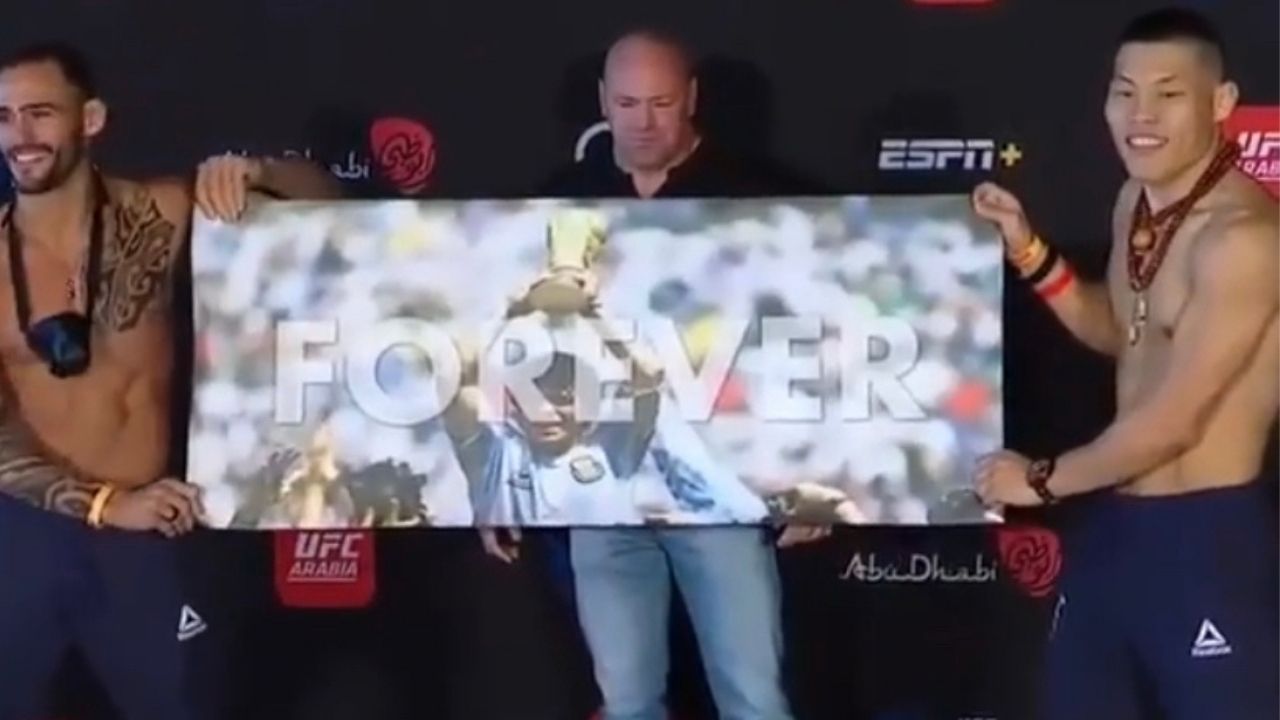 Santiago Ponzinibbio Pays Tribute To Argentine Football Legend Diego Maradona At UFC Fight Island 7 Face-offs