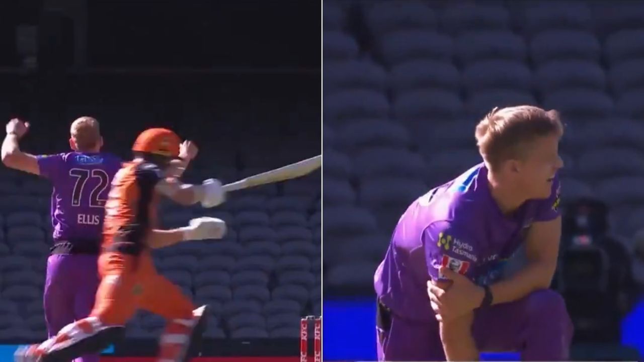 BBL 10: Nathan Ellis collides with Aaron Hardie while lbw appeal against Scorchers batsman