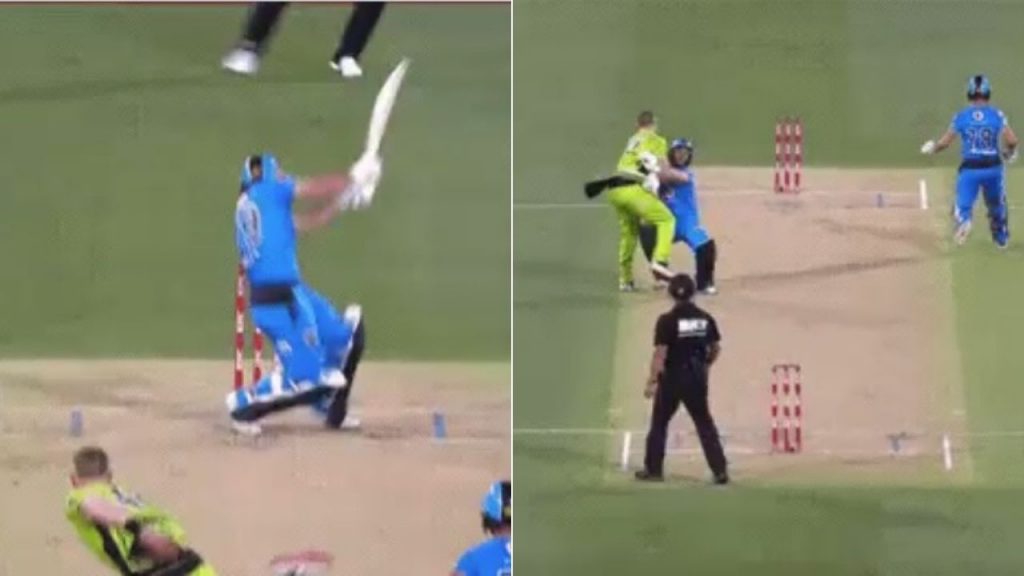 BBL 10: Jonathan Wells collides with Nathan McAndrew after getting hit on the helmet in Strikers vs Thunder match