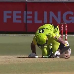 BBL 10: Alex Hales screams after getting hit in the abdomen by Nick Winter in Hurricanes vs Thunder clash