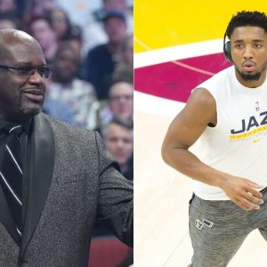 "Shut yo dumb a** up": Shaquille O'Neal furiously messages artist who photoshopped Donovan Mitchell dunking on the Lakers legend