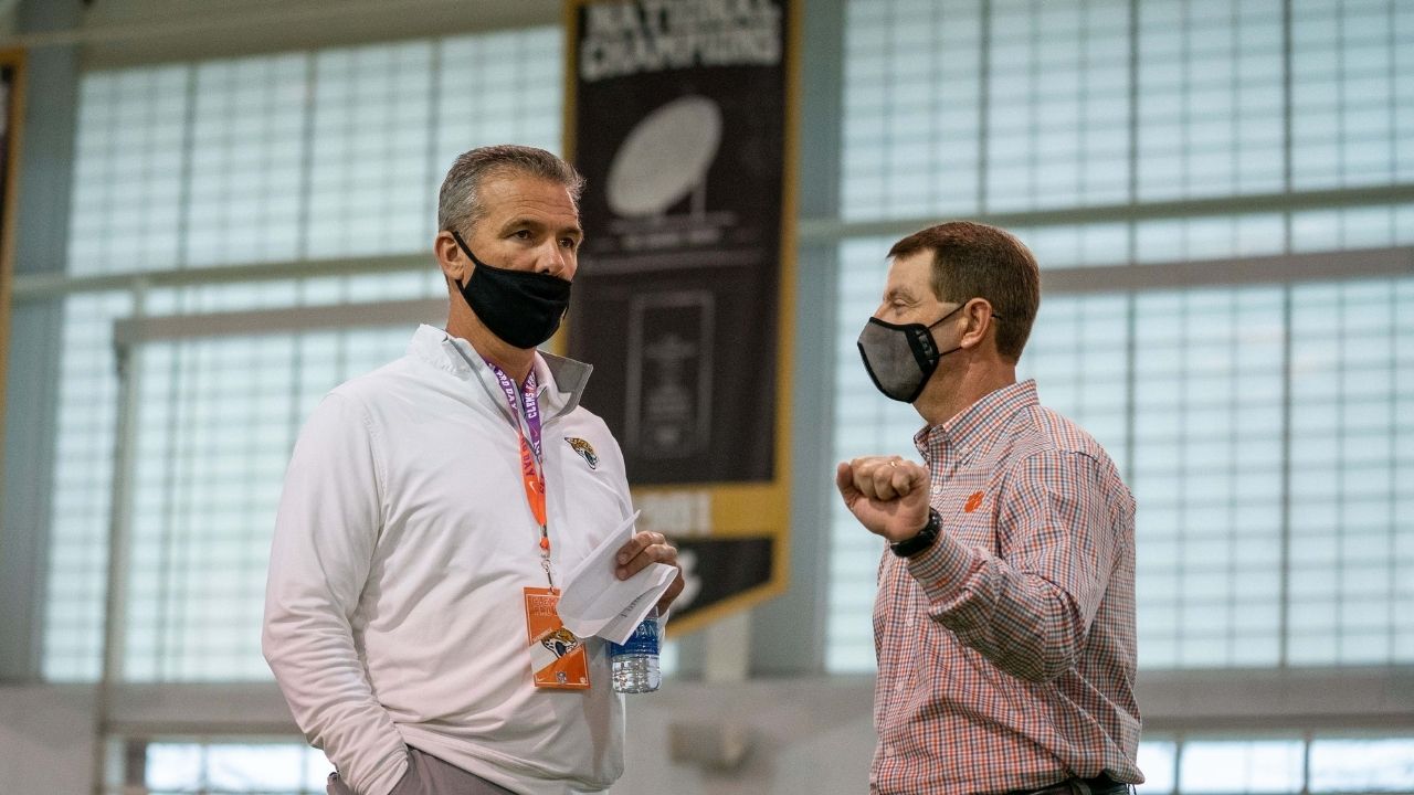 “That’s Coach Saban’s business”: New Jaguars Head Coach Urban Meyer says that he doesn’t intend on going back to college football ever.