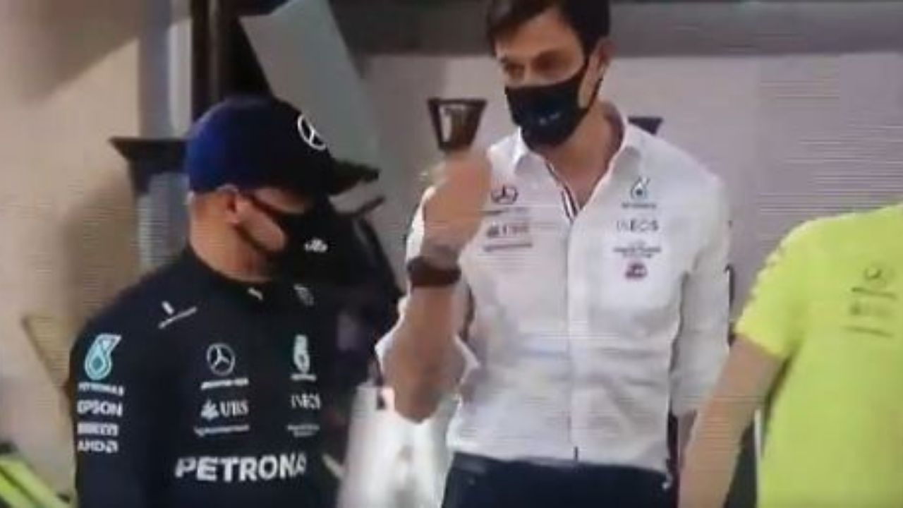 Toto Wolff appears to cut-off Valtteri Bottas amidst Mercedes celebration