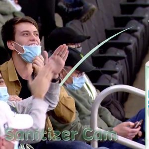 “Milwaukee Bucks hand sanitizer cam is horny as hell”: The Bucks roll out a new graphic when panning to the fans in the stands that is beyond suggestive