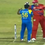 C Tremlett: Irfan Pathan and Chris Tremlett share a light moment by comparing biceps in Road Safety World Series