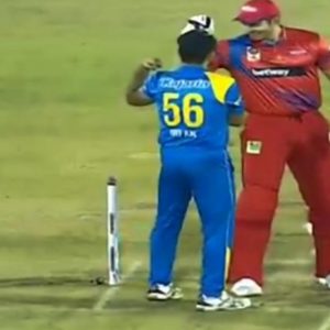 C Tremlett: Irfan Pathan and Chris Tremlett share a light moment by comparing biceps in Road Safety World Series