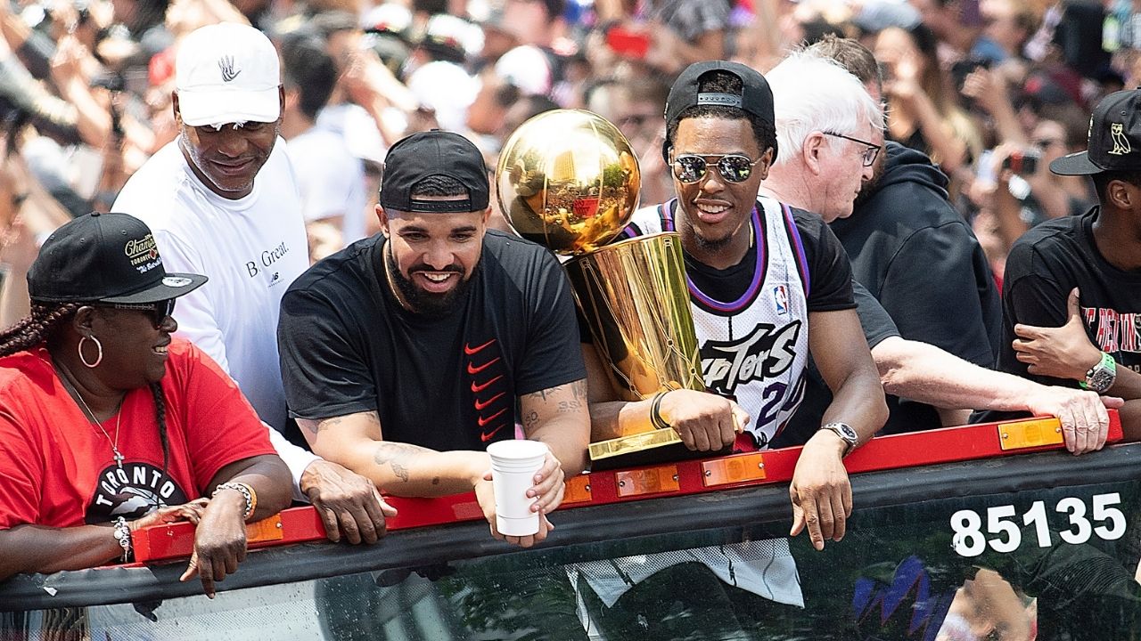 "I'm Kyle Lowry's translator": Drake video calls Raptors legend during post-game interview after their victory over Denver in what could be Lowry's final game