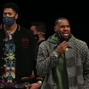 "Yo LeBron James we own the Nets": Anthony Davis's animated exchange with his Lakers teammate during their loss to the Celtics sparks comic subtitles from NBA Twitter