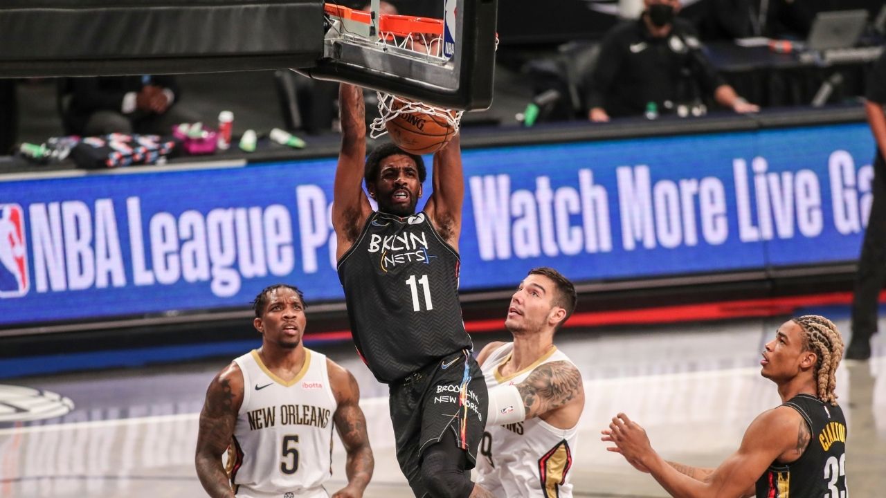 "Kyrie Irving has dunked more than Blake Griffin this year": The Nets point guard elicited a ton of shocked reactions from NBA fans after dunking on Zion Williamson and co