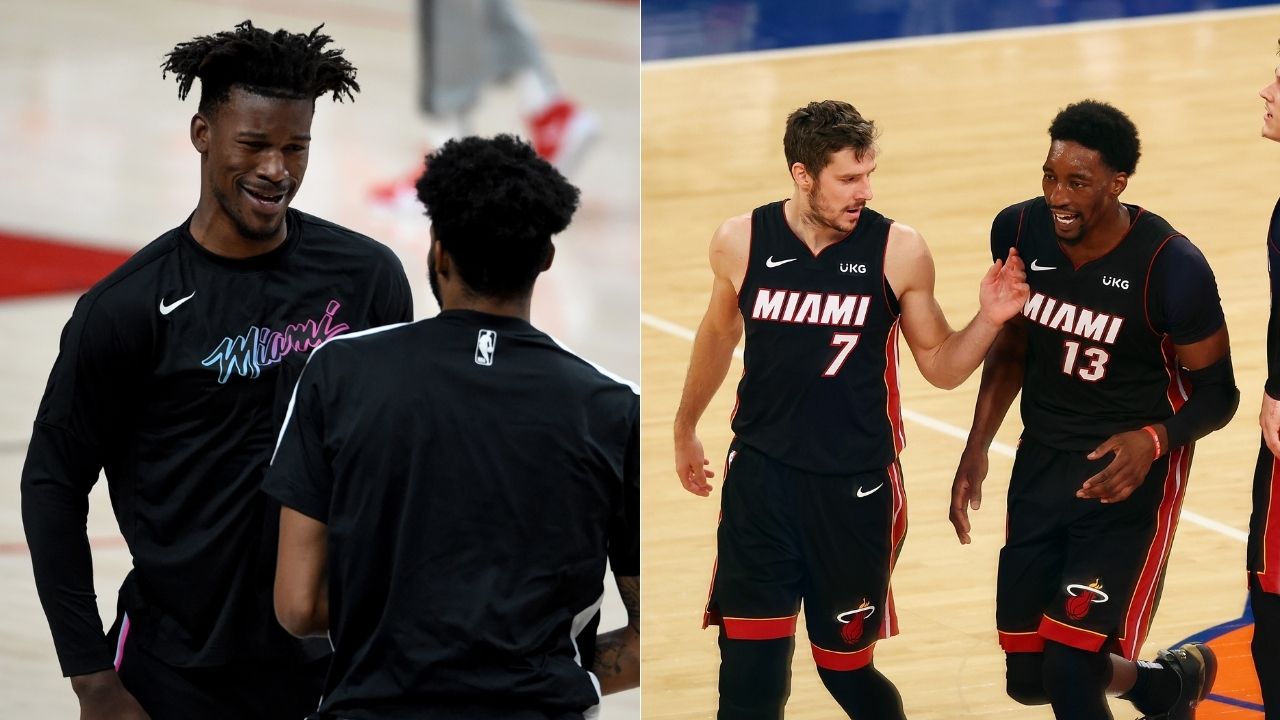 "Lil brother holding me accountable": Bam Adebayo reacts to Jimmy Butler staring accusingly at him for missing a free throw in the Heat's win over Blazers