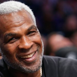 Charles Oakley grins at the camera, as part of a game at Madison Square Garden Mandatory Credit: USA Today