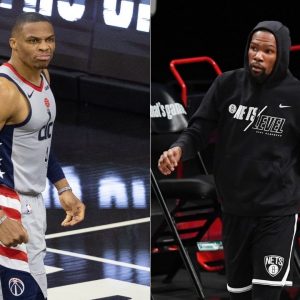 "It's all fun and games until ya a** banned for life": Kevin Durant reacts to Sixers fan's lifetime ban after throwing popcorn at Russell Westbrook