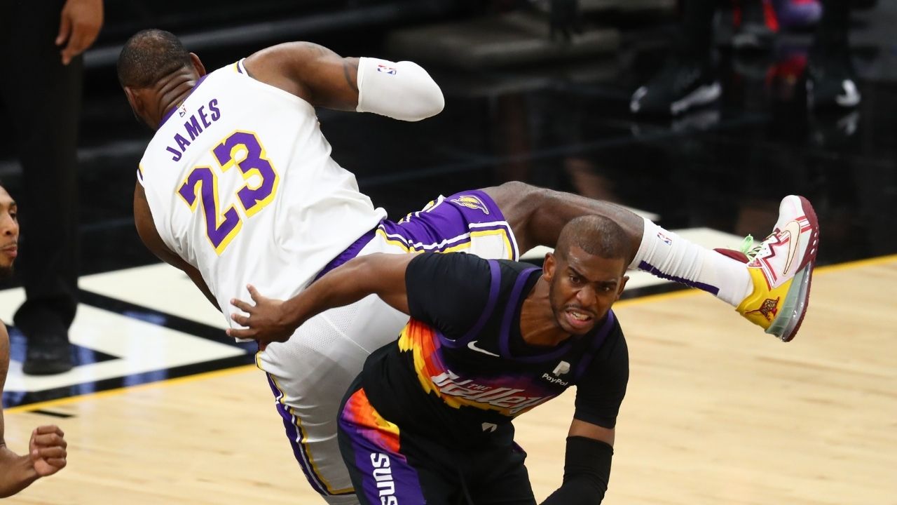 “LeBron James deserves an Oscar for flying across the court”: NBA Twitter reacts to Laker MVP’s overexaggerated flopping against Chris Paul in Suns win in Game 1