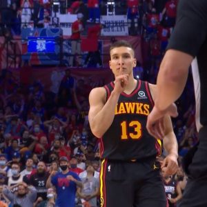 "Bogdan Bogdanovic quiets the Philly crowd down": Hawks star puts finger to his mouth and shushes Sixers fans in 128-124 Game 1 win over Joel Embiid and co