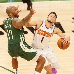 "How about you make a shot first, Devin Booker?!" Jeff Van Gundy hilariously roasts the Phoenix Suns star after an abysmal showing in game 3 against the Milwaukee Bucks