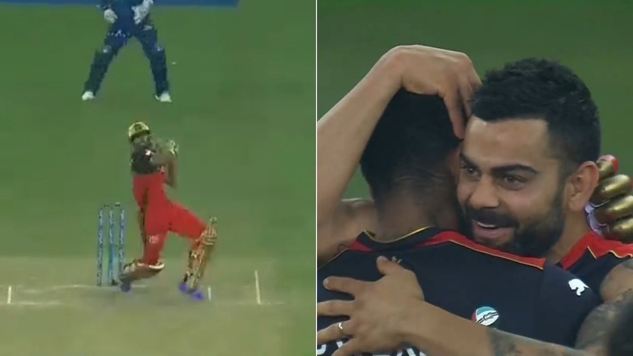 KS Bharat RCB six video: Bharat smacks last-ball six off Avesh Khan to win cliffhanger vs Delhi Capitals