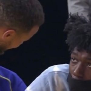 "James Wiseman, when you come back, you gotta do things like that!": Warriors' Stephen Curry seen showing the sophomore big the ropes mid-game against the Thunder