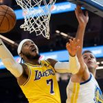 "That's my rebound LeBron James, f**k outta here!": Carmelo Anthony comes up with an absolutely hilarious highlight during the Lakers's preseason game vs the Warriors