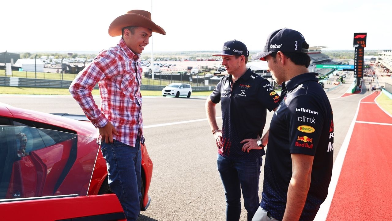 "Don't become a reserve driver"– Alex Albon jokes on himself in front of Sergio Perez and Max Verstappen before USGP race