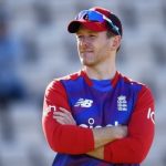 Why is Eoin Morgan not playing today's T20 World Cup warm-up match between England and India in Dubai?