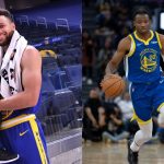 "Coach gave Canon the ball and he asked 'Where's the hoop?'... He's a Curry, he knows what's up": Warriors' Stephen Curry describes how his son Canon gave rookie Jonathan Kuminga the game-ball on his NBA Debut