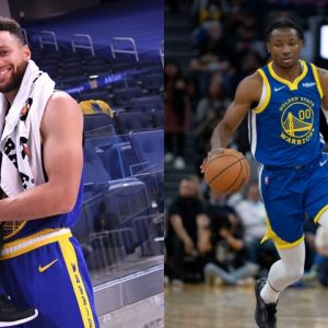 "Coach gave Canon the ball and he asked 'Where's the hoop?'... He's a Curry, he knows what's up": Warriors' Stephen Curry describes how his son Canon gave rookie Jonathan Kuminga the game-ball on his NBA Debut