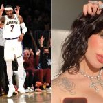 "Might quit music and take up job as NBA announcer": Lakers superfan Halsey was delighted to be back at Staples Center to see Carmelo and LeBron's vintage games