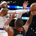 "I didn't expect Carmelo to have a defensive performance like he did tonight": Lakers coach Frank Vogel praises Carmelo Anthony for the effort similar to what he last put up against a rookie LeBron James