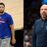 "If a 46-year old Jason Kidd can shoot 3-pointers, why can't Ben Simmons": NBA reporter Ben Stinar posts a clip of the Dallas Mavericks coach swishing some shots from beyond the arc