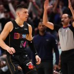 “Tyler Herro really did his best Stephen Curry impersonation”: NBA Twitter left stunned as the Heat guard unintentionally knocks down a half-court shot meant to be a lob for Jimmy Butler