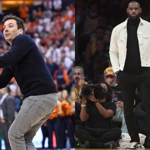 "LeBron James and Jimmy Fallon have a Faceketball slam dunk contest": The Lakers superstar and the late-night talk show host gave the game of basketball a new format