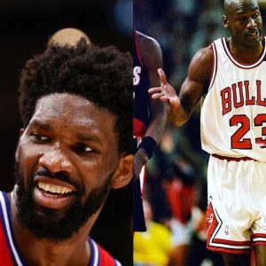 "Did Joel Embiid just emulate a Michael Jordan shrug": The Philly big man hits a game-clinching 3-pointer, bidding the Bulls fans a goodbye